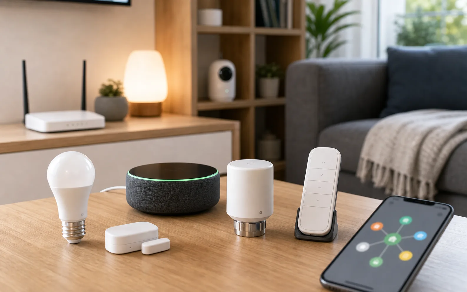 Écosystème domotique avec objets connectés et passerelles compatibles