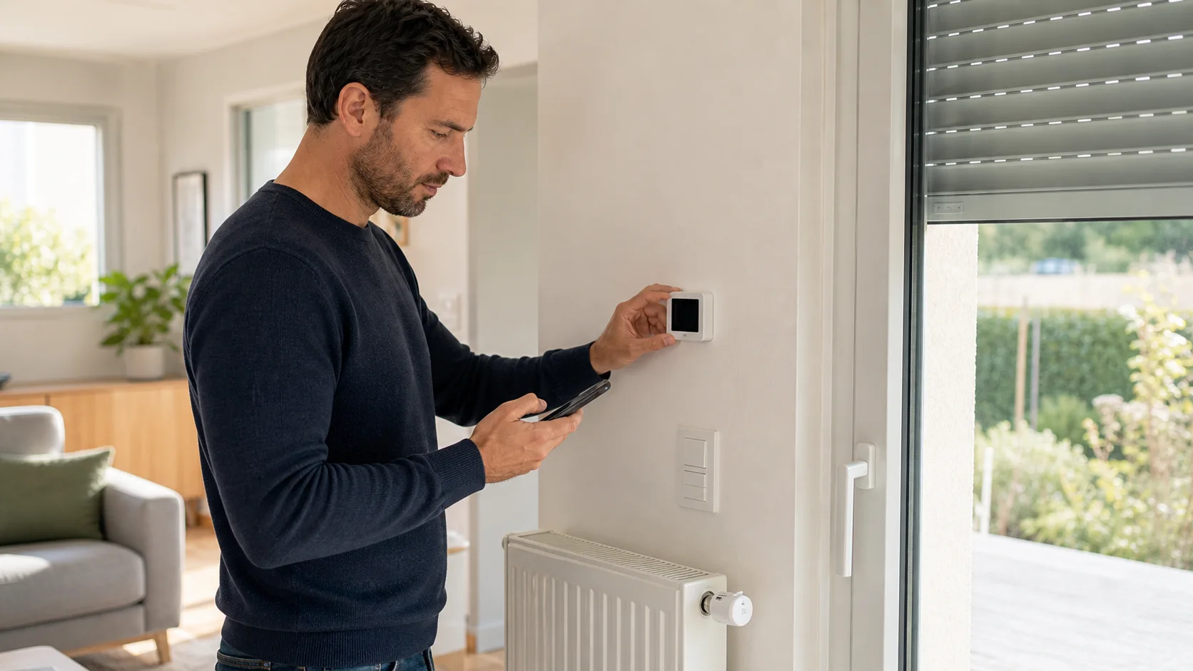 Réglage domotique du chauffage et d’un volet roulant dans une maison