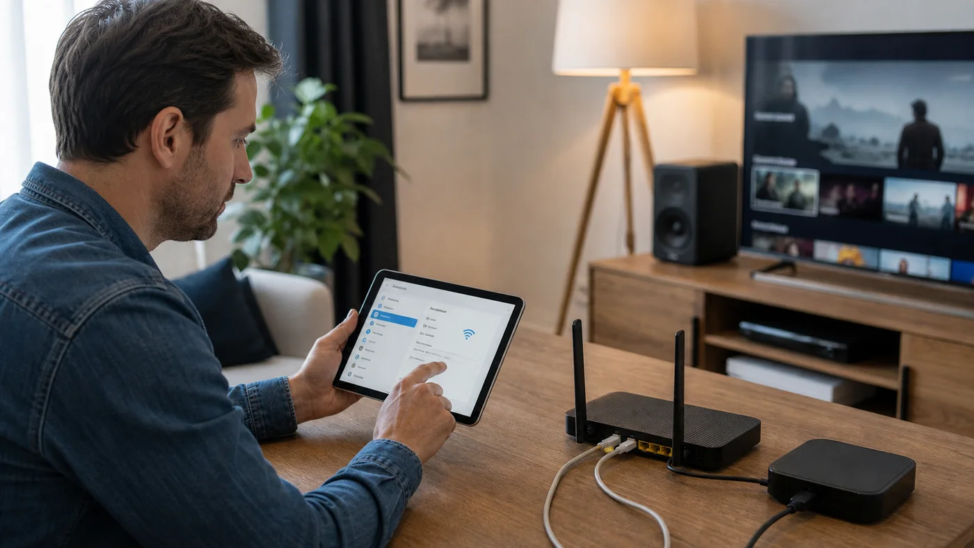 verification des reglages reseau d une box TV connectee