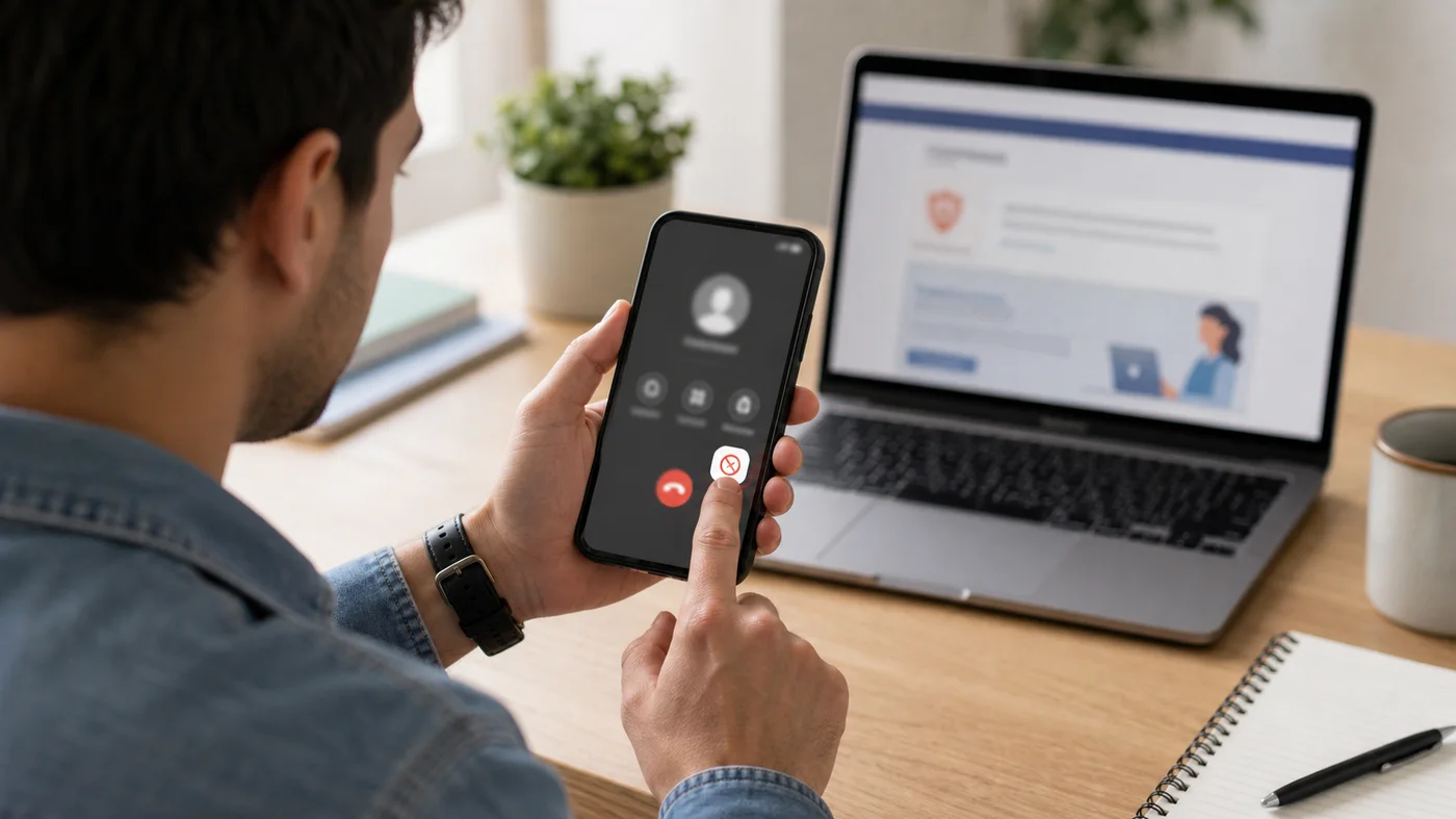 Blocage et signalement d un appel indésirable sur smartphone