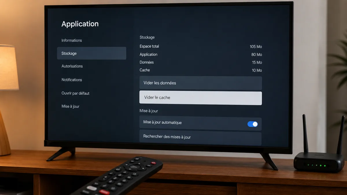 Reglages Android TV pour vider le cache d une application