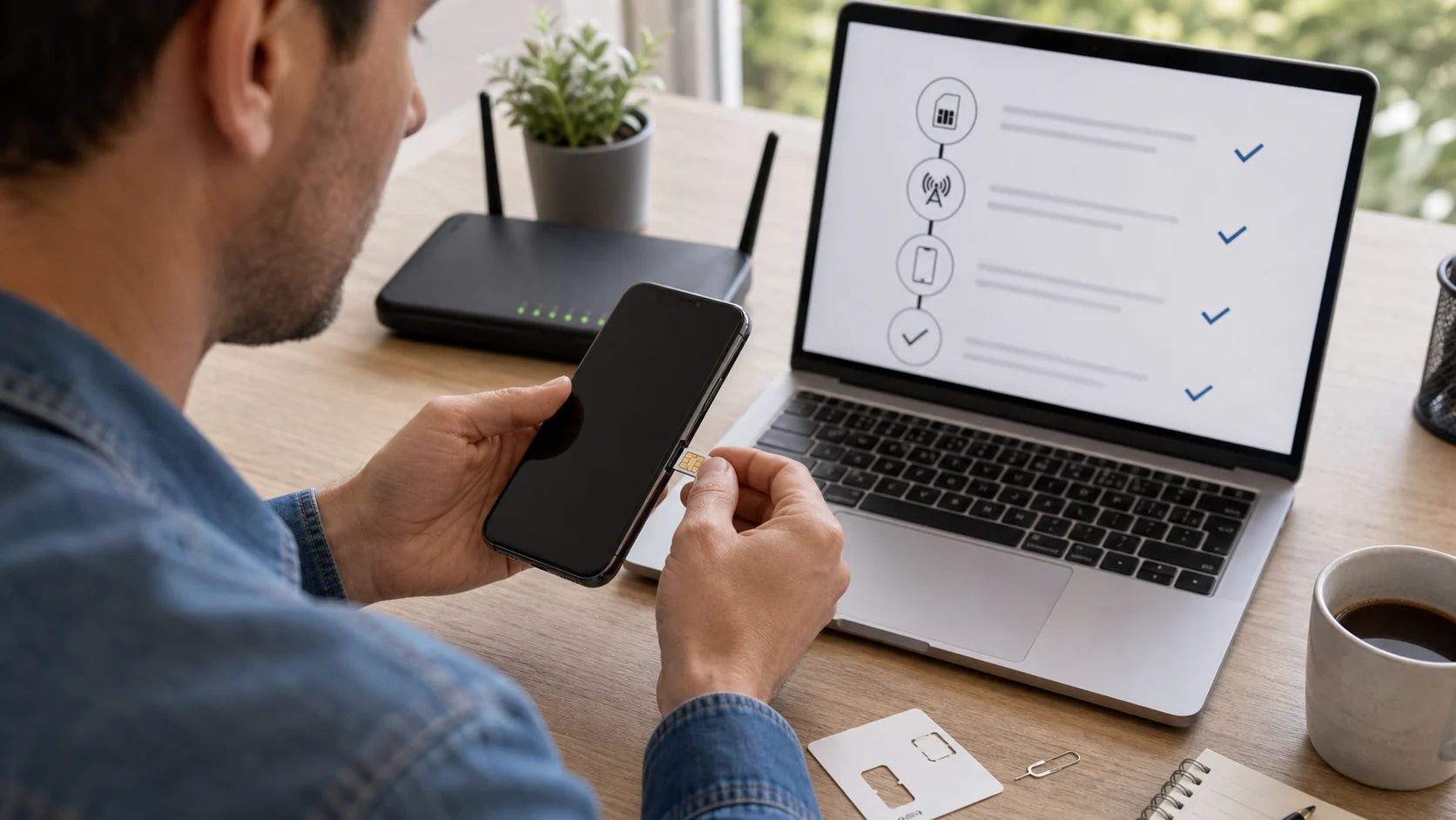 Insertion d'une carte SIM dans un smartphone avant activation