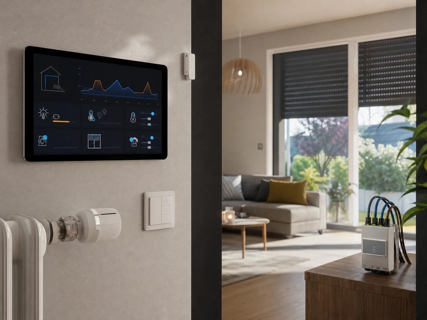 Dashboard Home Assistant pour énergie chauffage volets et capteurs dans une maison