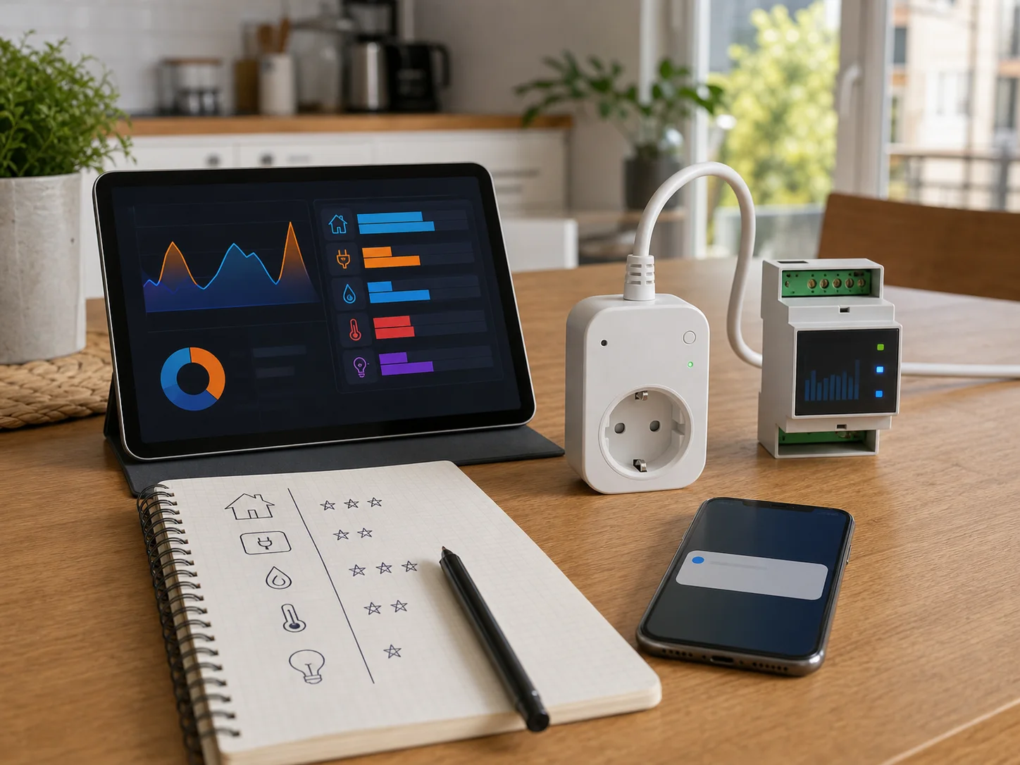 Suivi de consommation domotique avec tablette prise mesurante et module électrique