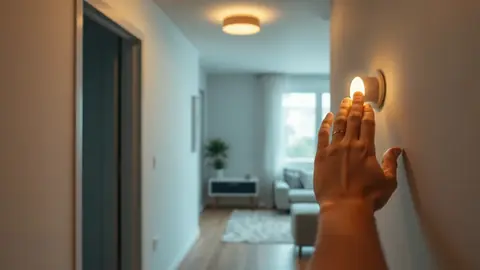 Entrée avec éclairage connecté discret soulignant la circulation vers le salon