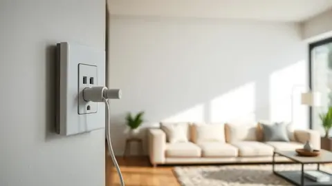 Prise connectée branchée sur une multiprise dans un salon moderne