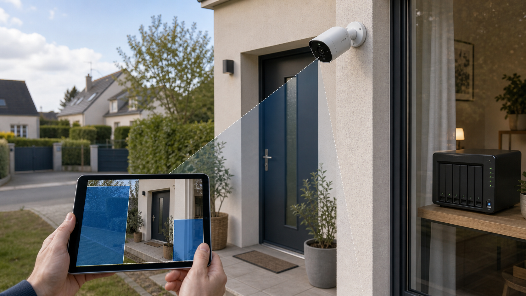Caméra extérieure avec zones de confidentialité et stockage local pour Home Assistant