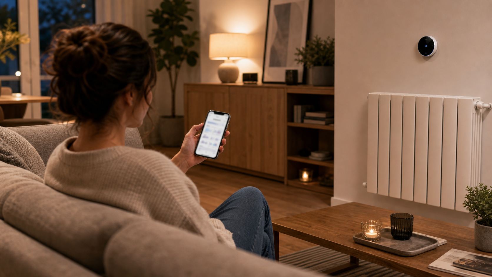 Test de programmation d un thermostat connecté dans un salon