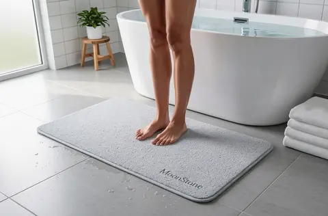 Découvrez le tapis de salle de bain en diatomite Moonstone: la révolution du confort à vos pieds!