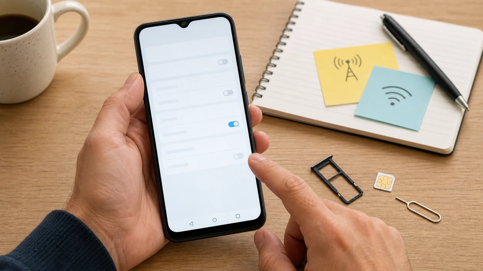 Réglages réseau mobile après insertion d’une carte SIM