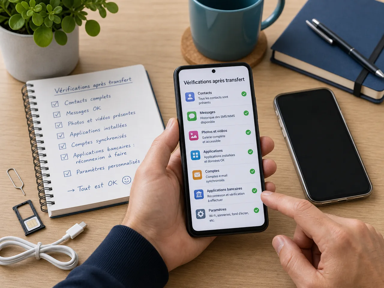 Vérification des données après migration vers un nouveau smartphone