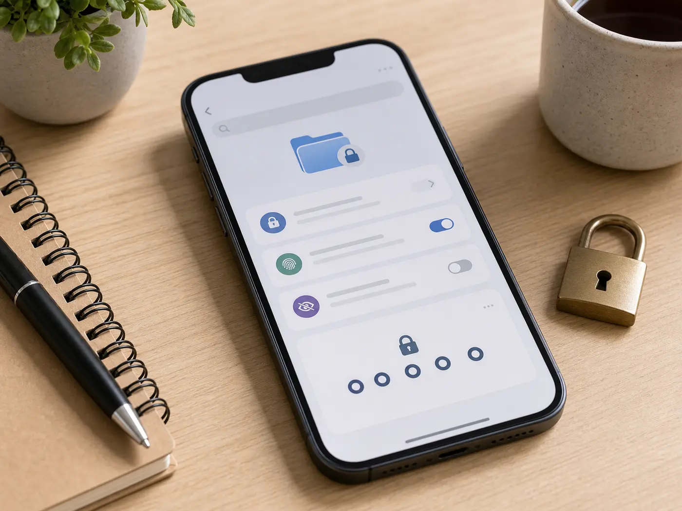 Téléphone avec réglages de confidentialité et code secret pour discussions verrouillées
